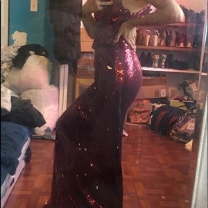 sequin red formal dress